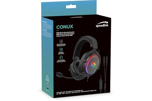 Speedlink CONUX - RGB Gaming Headset mit Mikrofon für PC PS5/PS4/ Xbox Series X/S/Switch, RGB Beleuchtung, kabelgebunden mit Kabel 3,5mm Klinke, Y-Adapter, schwarz Bild 6