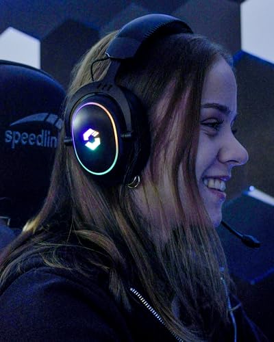 Speedlink CONUX - RGB Gaming Headset mit Mikrofon für PC PS5/PS4/ Xbox Series X/S/Switch, RGB Beleuchtung, kabelgebunden mit Kabel 3,5mm Klinke, Y-Adapter, schwarz Bild 7