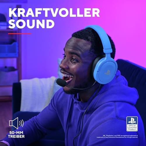 Trust Gaming Headset GXT 498B Forta Offiziell Lizenziert für PlayStation 5, PS4 / PS5 Headset, 1,2 m Kabel, 50mm-Treiber, 3D Audio, Abnehmbares Mikrofon, Verstellbare Over-Ear Kopfhörer, Blau Bild 3