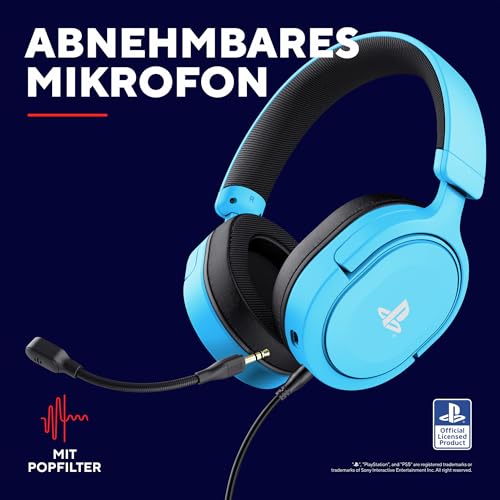 Trust Gaming Headset GXT 498B Forta Offiziell Lizenziert für PlayStation 5, PS4 / PS5 Headset, 1,2 m Kabel, 50mm-Treiber, 3D Audio, Abnehmbares Mikrofon, Verstellbare Over-Ear Kopfhörer, Blau Bild 6