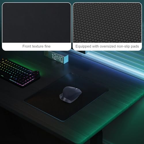 DAWNTREES Glas-Gaming-Mauspad, genaue und schnelle Mausverfolgung, gehärtetes Glas, rutschfeste Gummiunterseite, Mauspad für Gamer, Büro und Zuhause, Schwarz Bild 4