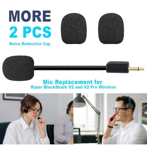 Ersatz-Spielmikrofon passend für Razer BlackShark V2 und V2 Pro kabelloses Gaming-Headset, 3,5 mm abnehmbares Mikrofon mit Geräuschunterdrückung und Schaumstoff Bild 5