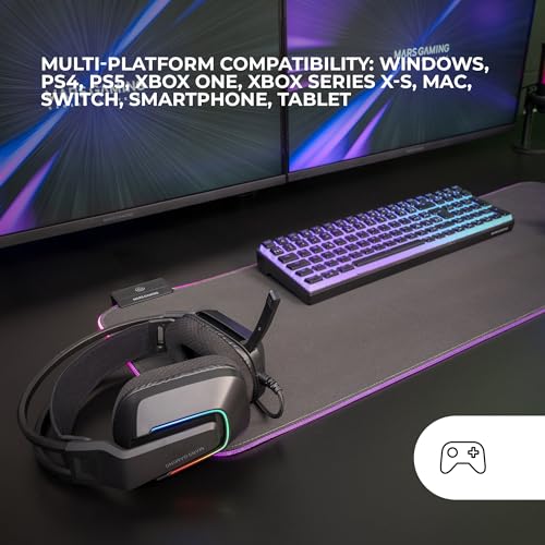 Mars Gaming MH-Strike, Gaming-Headset FRGB Rainbow, Ergonomie Design, 50mm Neodym-Treiber, Klappbares Mikrofon, Integrierte Steuerung, Air-Ohrpolster, Verstellbarer Kopfbügel, Multiplattform, Schwarz Bild 5