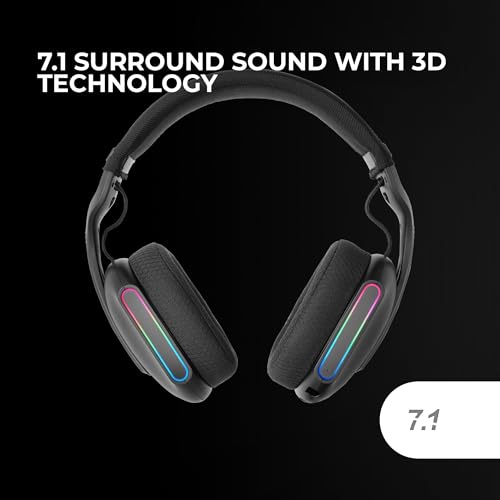 Mars Gaming MHW-PRO, Kabelloses Gaming-Headset ARGB Flow, 3D Surround Sound 7.1, Bluetooth 5.3 + 2.4GHz + 3,5-mm-Klinke, Ultraleichtes Ergonomisches Design, Duales Mikrofon, Multiplattform, Schwarz Bild 2