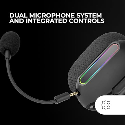 Mars Gaming MHW-PRO, Kabelloses Gaming-Headset ARGB Flow, 3D Surround Sound 7.1, Bluetooth 5.3 + 2.4GHz + 3,5-mm-Klinke, Ultraleichtes Ergonomisches Design, Duales Mikrofon, Multiplattform, Schwarz Bild 5