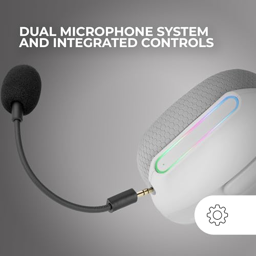 Mars Gaming MHW-PRO, Kabelloses Gaming-Headset ARGB Flow, 3D Surround Sound 7.1, Bluetooth 5.3 + 2.4GHz + 3,5-mm-Klinke, Ultraleichtes Ergonomisches Design, Duales Mikrofon, Multiplattform, Weiß Bild 5