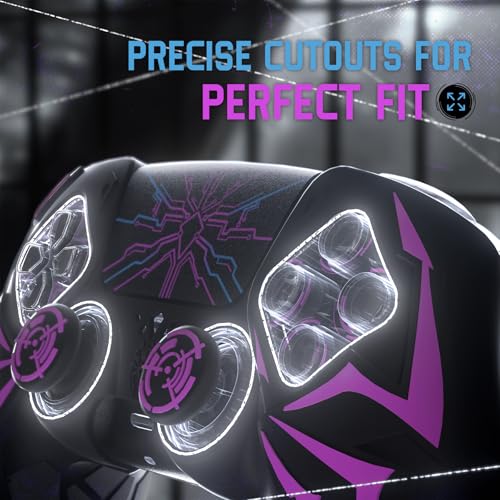 PlayVital Silikonhülle für ps5 Controller Skin mit 2 Daumengriffen & 6 Stickern, rutschfest & stoßfest, Cyber Spider Design, Schutzhülle Case kompatibel mit Ladestation-Schwarz & Lila Bild 4
