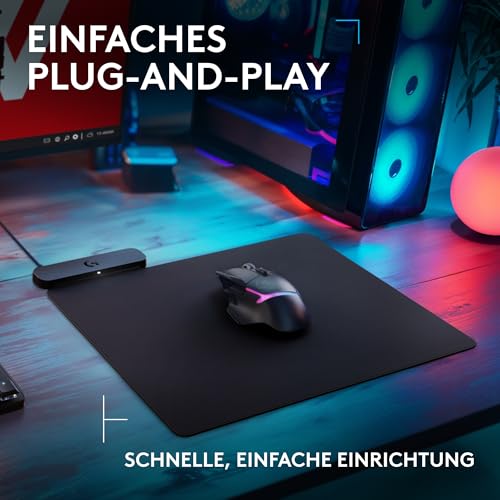 Logitech G POWERPLAY 2, Kabelloses Lade-Mauspad für kompatible Gaming-Mäuse, 34,5 x 28,4 cm, 3,5 mm Höhe, für PC/Mac – Schwarz Bild 3