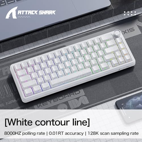 ATTACK SHARK X65PRO HE Rapid Trigger Keyboard, Magnetic Gaming Keyboard, Magnetic Switch, Tri-Mode, 0.01mm RT Accuracy, 0.125ms Latency, 8K Polling Rate, 128K Scan Rate, Dye-sub PBT Keycap Bild 2