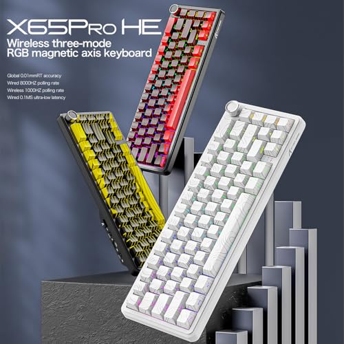 ATTACK SHARK X65PRO HE Rapid Trigger Keyboard, Magnetic Gaming Keyboard, Magnetic Switch, Tri-Mode, 0.01mm RT Accuracy, 0.125ms Latency, 8K Polling Rate, 128K Scan Rate, Dye-sub PBT Keycap Bild 5