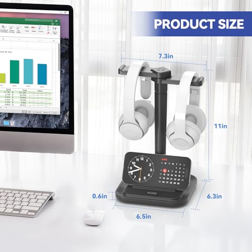 KDD Dual Kopfhörer Ständer Schreibtisch & Universal Kopfhörer Halterung mit Handyhalterung, Rutschfester & Drehbar Gaming Headset Halterung für Alle Over Ear, Abnehmbar Headset Ständer für Gamer PC Bild 2