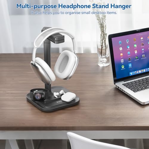 KDD Dual Kopfhörer Ständer Schreibtisch & Universal Kopfhörer Halterung mit Handyhalterung, Rutschfester & Drehbar Gaming Headset Halterung für Alle Over Ear, Abnehmbar Headset Ständer für Gamer PC Bild 3