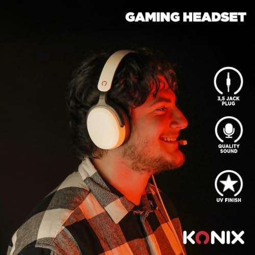 Konix Kabelgebundener ohrumschließendes Gaming-Headset für Nintendo Switch 2 - Mikrofon - 40 mm-Lautsprecher - 3,5 mm Klinke - 1,5 m Kabel - Weiß Bild 2