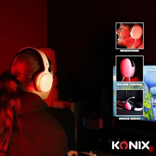 Konix Kabelgebundener ohrumschließendes Gaming-Headset für Nintendo Switch 2 - Mikrofon - 40 mm-Lautsprecher - 3,5 mm Klinke - 1,5 m Kabel - Weiß Bild 3