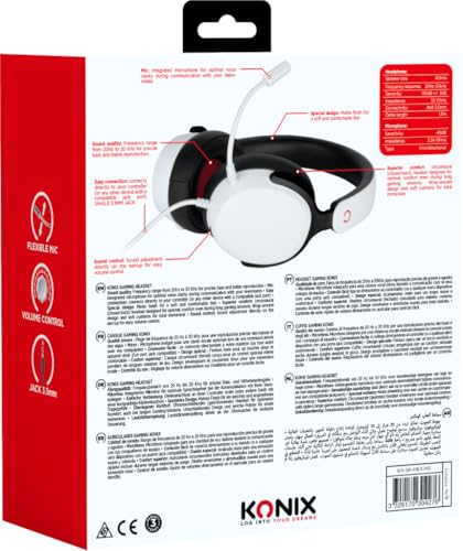 Konix Kabelgebundener ohrumschließendes Gaming-Headset für Nintendo Switch 2 - Mikrofon - 40 mm-Lautsprecher - 3,5 mm Klinke - 1,5 m Kabel - Weiß Bild 7