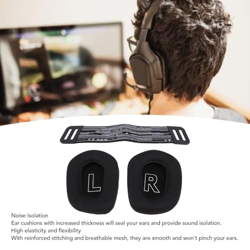 Headset-Ohrpolster für G733, Kopfhörer-Ersatzkopfbügel für G335, Kopfband-Kopfpolster-Reparaturset für G733 Wireless G335 Wired Gaming Headset (Black) Bild 2