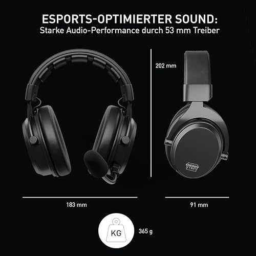 Cherry XTRFY H3 Wireless, Kabelloses Gaming-Headset, Esports-Optimierter Sound, Zum Spielen, Streamen & Musikhören, Abnehmbares Mikro, Bequeme Passform, Schwarz Bild 2