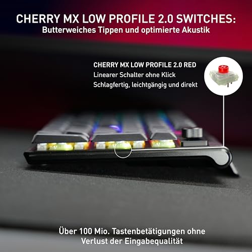Cherry XTRFY MX 10.1 Wireless, Mechanische Low-Profile Gaming-Tastatur, Deutsches Layout (QWERTZ), Multi-Device-Keyboard, MX LP 2.0 RED Switches, Schwarz Bild 3