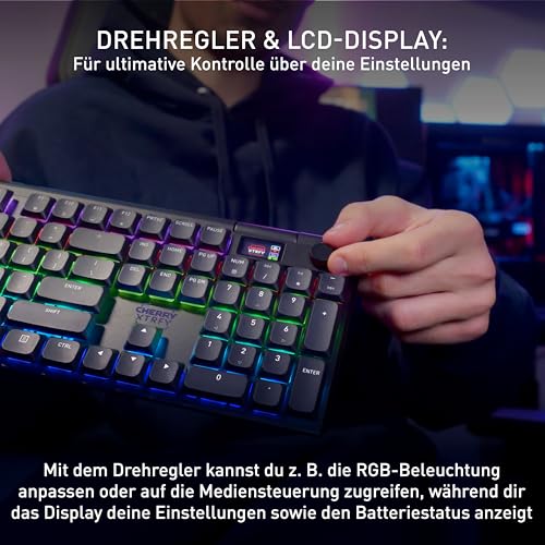 Cherry XTRFY MX 10.1 Wireless, Mechanische Low-Profile Gaming-Tastatur, Deutsches Layout (QWERTZ), Multi-Device-Keyboard, MX LP 2.0 RED Switches, Schwarz Bild 5