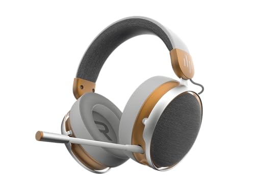 Dark Project SONO Kabelloses Gaming-Headset | Bluetooth 5.3 & 2,4 GHz | 53-mm-Neodym-Treiber | Abnehmbares Mikrofon | Dreischichtige Ohrpolster | Weiß/Gold Bild 1