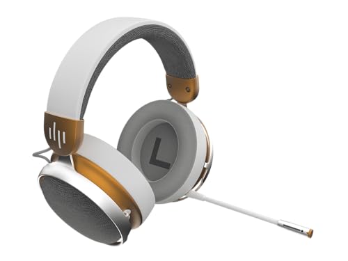 Dark Project SONO Kabelloses Gaming-Headset | Bluetooth 5.3 & 2,4 GHz | 53-mm-Neodym-Treiber | Abnehmbares Mikrofon | Dreischichtige Ohrpolster | Weiß/Gold Bild 2