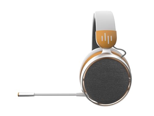 Dark Project SONO Kabelloses Gaming-Headset | Bluetooth 5.3 & 2,4 GHz | 53-mm-Neodym-Treiber | Abnehmbares Mikrofon | Dreischichtige Ohrpolster | Weiß/Gold Bild 4