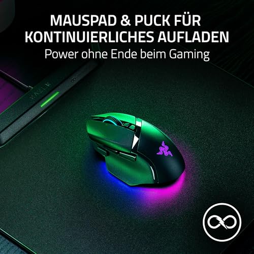 Razer HyperFlux V2 - Kabelloses Lademauspad System für Gaming-Mäuse - Gaming-Mausmatte & Lade-Puck (LED-Ladeanzeige, Anti-Rutsch Gummifüße, Autopairing, USB Anschluß) Schwarz Bild 2