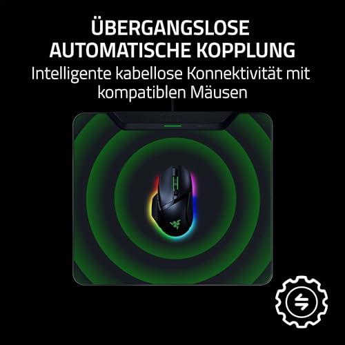 Razer HyperFlux V2 - Kabelloses Lademauspad System für Gaming-Mäuse - Gaming-Mausmatte & Lade-Puck (LED-Ladeanzeige, Anti-Rutsch Gummifüße, Autopairing, USB Anschluß) Schwarz Bild 3