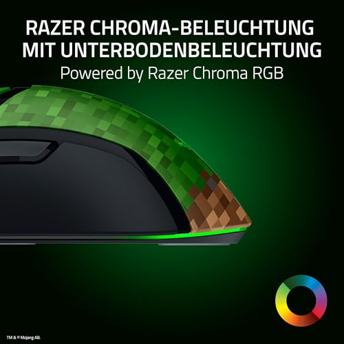 Razer Cobra Minecraft Edition - Leichte kabelgebundene Gaming-Maus - 8500 DPI Sensor (58g, optische Mausschalter 3th Gen, Chroma-Beleuchtung mit Gradient Underglow, Speedflex-Kabel) Minecraft Bild 5