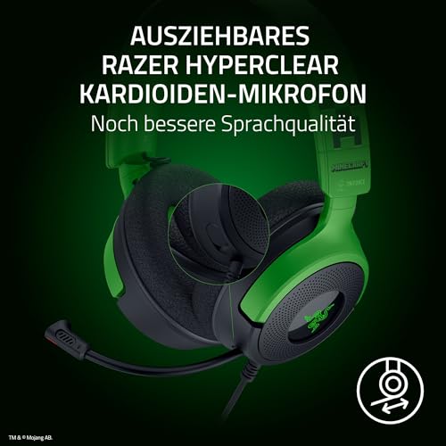 Razer Kraken V4 X Minecraft Edition - Kabelgebundenes USB-PC-Gaming-Headset (Triforce 40mm-Treiber, ausziehbares Nierenmikrofon, Surround Sound, Chroma RGB, für PC & Konsole über USB-C) Minecraft Bild 4