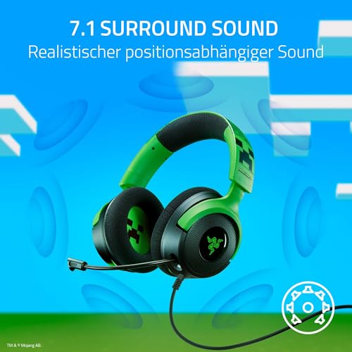Razer Kraken V4 X Minecraft Edition - Kabelgebundenes USB-PC-Gaming-Headset (Triforce 40mm-Treiber, ausziehbares Nierenmikrofon, Surround Sound, Chroma RGB, für PC & Konsole über USB-C) Minecraft Bild 5