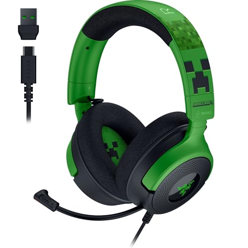 Razer Kraken V4 X Wired Gaming Headset 40mm Treiber Nierenmikrofon Memory Foam Kissen Chroma RGB Beleuchtung Typ C Typ A Kabel für PC Mac PS5 Nintendo Switch Minecraft Edition Bild 1