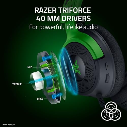 Razer Kraken V4 X Wired Gaming Headset 40mm Treiber Nierenmikrofon Memory Foam Kissen Chroma RGB Beleuchtung Typ C Typ A Kabel für PC Mac PS5 Nintendo Switch Minecraft Edition Bild 3