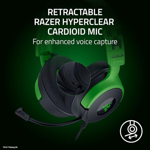 Razer Kraken V4 X Wired Gaming Headset 40mm Treiber Nierenmikrofon Memory Foam Kissen Chroma RGB Beleuchtung Typ C Typ A Kabel für PC Mac PS5 Nintendo Switch Minecraft Edition Bild 4