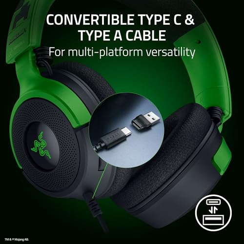 Razer Kraken V4 X Wired Gaming Headset 40mm Treiber Nierenmikrofon Memory Foam Kissen Chroma RGB Beleuchtung Typ C Typ A Kabel für PC Mac PS5 Nintendo Switch Minecraft Edition Bild 7