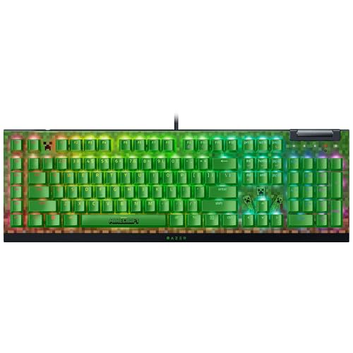 Razer BlackWidow V4 X Mechanische Gaming-Tastatur: grüne Schalter taktil & klickend – 6 Makro-Tasten – Chroma RGB – Doubleshot ABS-Tastenkappen – Schalldämpfung & Stabilisatoren – Minecraft Edition Bild 1