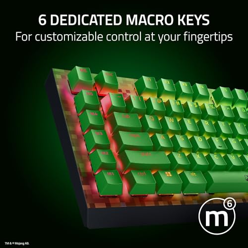 Razer BlackWidow V4 X Mechanische Gaming-Tastatur: grüne Schalter taktil & klickend – 6 Makro-Tasten – Chroma RGB – Doubleshot ABS-Tastenkappen – Schalldämpfung & Stabilisatoren – Minecraft Edition Bild 5