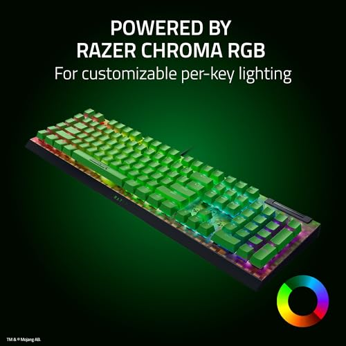 Razer BlackWidow V4 X Mechanische Gaming-Tastatur: grüne Schalter taktil & klickend – 6 Makro-Tasten – Chroma RGB – Doubleshot ABS-Tastenkappen – Schalldämpfung & Stabilisatoren – Minecraft Edition Bild 6