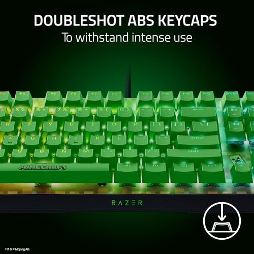 Razer BlackWidow V4 X Mechanische Gaming-Tastatur: grüne Schalter taktil & klickend – 6 Makro-Tasten – Chroma RGB – Doubleshot ABS-Tastenkappen – Schalldämpfung & Stabilisatoren – Minecraft Edition Bild 7