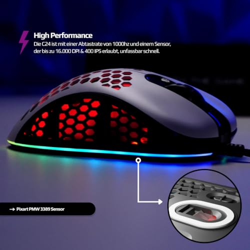 Nyfter - Nyf C24 Wired Gaming Mouse PC Maus mit Kabel RGB Ultra-Lightweight 63g 16.000 DPI 1.8m Paracord-Kabel für Starke Performance im Gameplay Bild 5