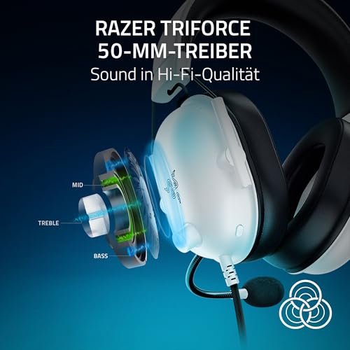 Razer BlackShark V2 X (PlayStation) - Kabelgebundenes E-Sports Headset für PlayStation 5 Konsole (250g, Nierenmikrofon, 50mm Treiber, passive Geräuschunterdrückung, 3,5mm Klinke) Weiß Bild 2