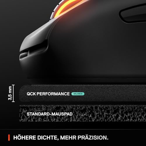 Steelseries QcK L Performance Balance Gaming-Mauspad – Extradichte für sanftes Gleiten – Flache, abgesteppte Säume – rutschfeste Neopren-Gummibasis – 490 x 420 mm – FPS, MOBA, RTS, MMO Bild 4
