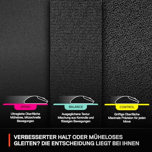 Steelseries QcK XL Performance Balance Gaming-Mauspad – Extradichte für sanftes Gleiten – Flache, abgesteppte Säume – rutschfeste Neopren-Gummibasis – 900 x 400 mm – FPS, MOBA, RTS, MMO Bild 6