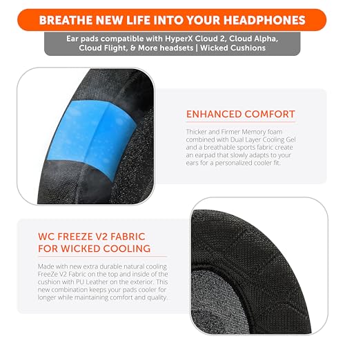 WC Freeze V2 Cloud Alpha – Abgewinkelte Ohrpolster mit kühlendem Gel für HyperX Cloud Alpha und mehr, von Wicked Cushions | Abgewinkelte Polster für extremen Komfort, extra dick | Black Camo Bild 4