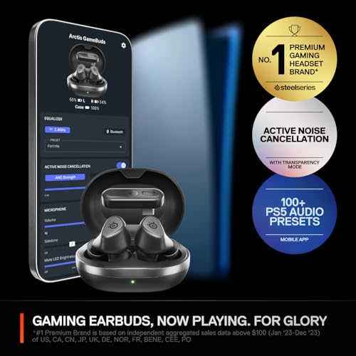 SteelSeries Arctis GameBuds für PS5 Wireless Gaming Earbuds 2.4GHz + BT 5.3 ANC/Transparenz 40H Akku Kabelloses Laden PS5 PC Switch 2 Mobile Schwarz (Renewed) Bild 3