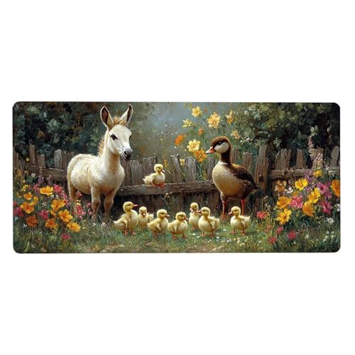 Gaming Mousepad Esel Mauspad XXL 1200X600X3MM Großes Mouse Pad Ente Schreibtischunterlage mit rutschfeste Gummibasis, Maus Pad Wasserdicht Anti-Rutsch Schreibtisch Zubehör Für Home Office, PC, Laptop Bild 1