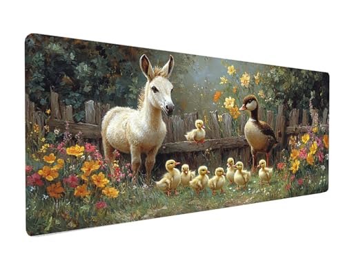 Gaming Mousepad Esel Mauspad XXL 1200X600X3MM Großes Mouse Pad Ente Schreibtischunterlage mit rutschfeste Gummibasis, Maus Pad Wasserdicht Anti-Rutsch Schreibtisch Zubehör Für Home Office, PC, Laptop Bild 2