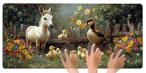 Gaming Mousepad Esel Mauspad XXL 1200X600X3MM Großes Mouse Pad Ente Schreibtischunterlage mit rutschfeste Gummibasis, Maus Pad Wasserdicht Anti-Rutsch Schreibtisch Zubehör Für Home Office, PC, Laptop Bild 5