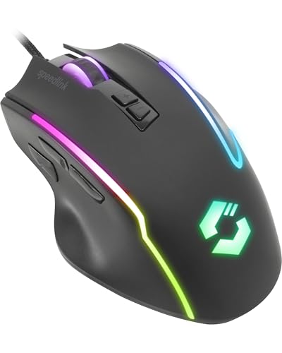 Speedlink DECUS NX - RGB Gaming Maus mit Kabel, bis 12800dpi, Programmierbar, Dauerfeuer Taste, USB kabelgebunden ummantelt, 1000Hz Pollingrate, schwarz Bild 3