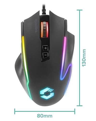 Speedlink DECUS NX - RGB Gaming Maus mit Kabel, bis 12800dpi, Programmierbar, Dauerfeuer Taste, USB kabelgebunden ummantelt, 1000Hz Pollingrate, schwarz Bild 4